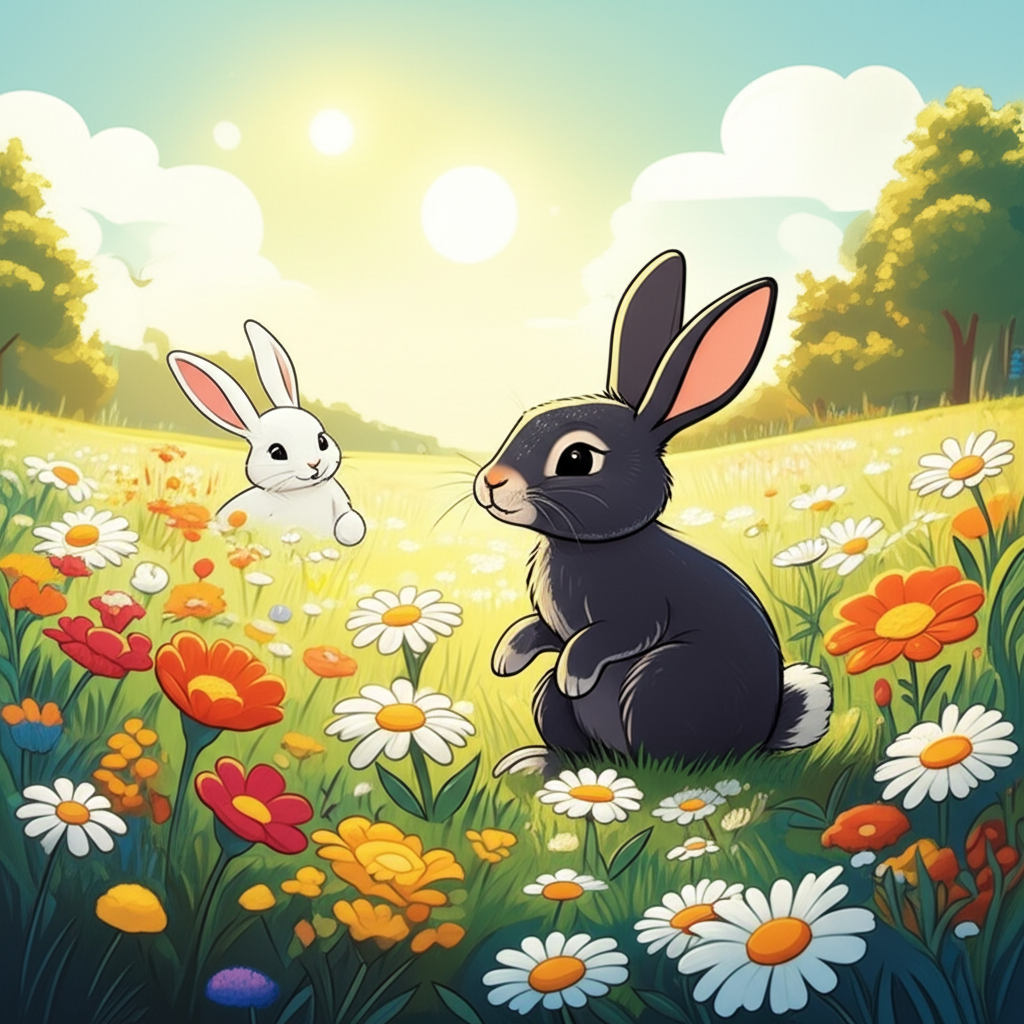 Luna and Snow meet in the meadow